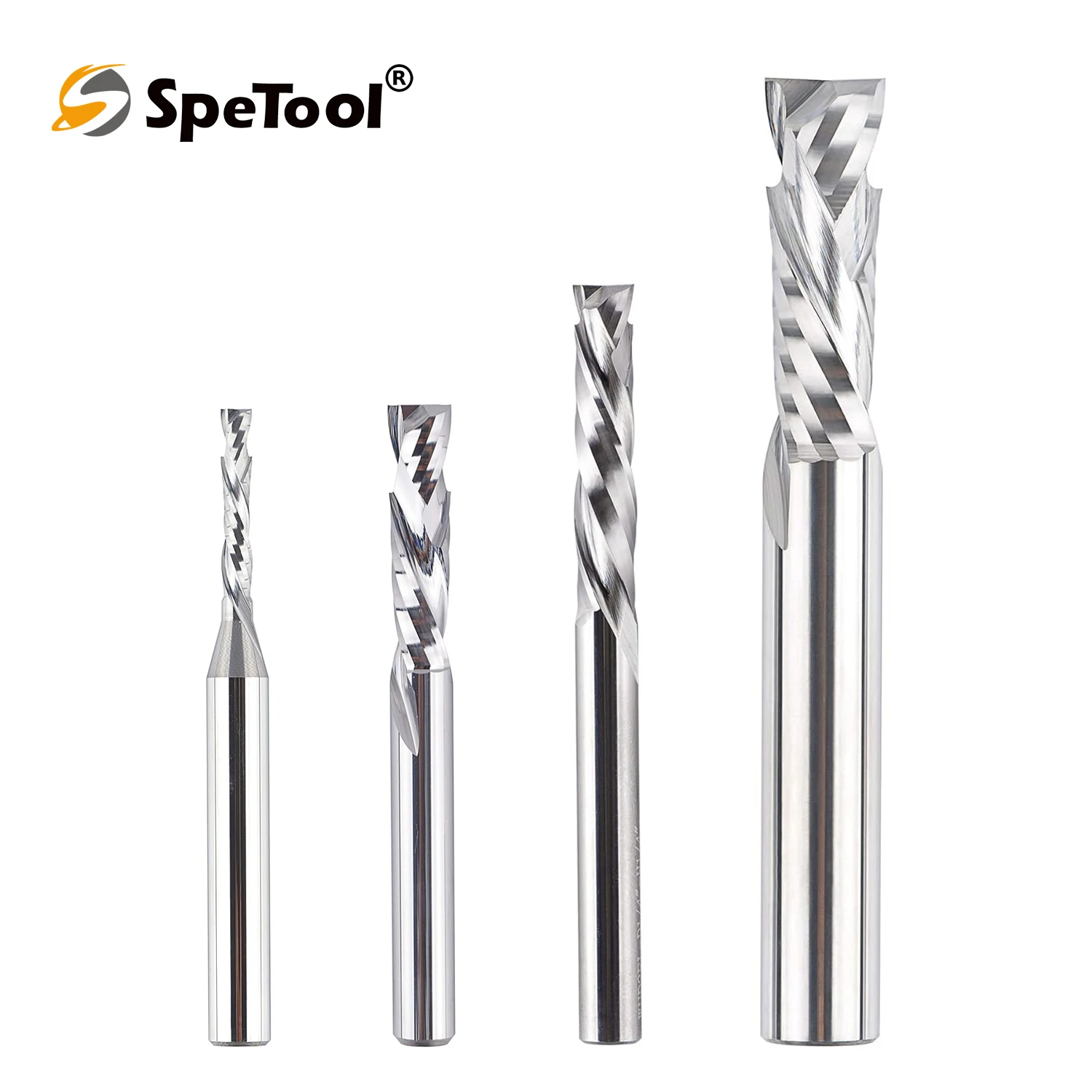 SpeTool 1pc Spiral Router Bit Up Down Compression Bit 1/4 1/2 Inch Shank Solid Carbide CNC Bit for Woodworking Carving Engraving