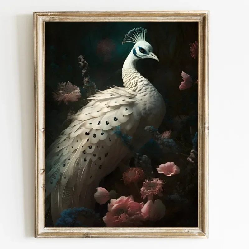 Jungle Bird Wall Art Canvas Painting Peacock Hummingbird Parrot Toucan Owl Poster Prints Animal in Flowers Picture Home Decor