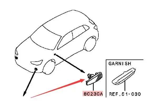 Fender Side Turn Signal Lamp Assy for Mitsubishi Outlander II III 2006- ASX 2010- Pajero 8351A039