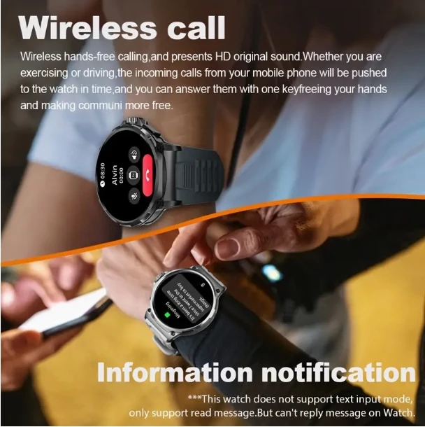 2025年新型 1.85インチHDウルトラアウトドアIP68スマートウォッチ 710mAh BT通話 100種類以上のスポーツフィットネスGPSトラッカー メッセージ通知 スマートウォッチ