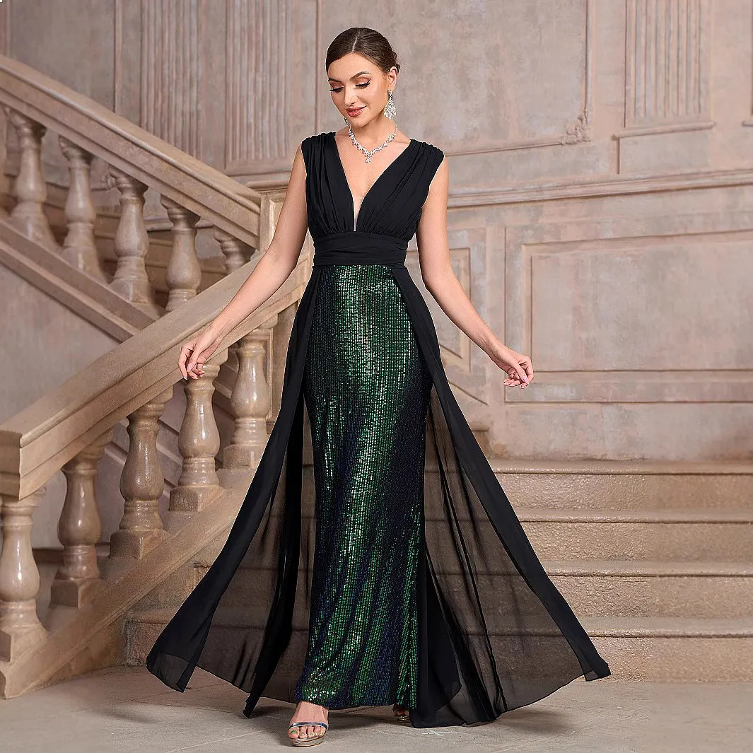 Plus Size Women Dresses Sparkly Sleeveless Sequin Party Evening Dress for Spring Summer