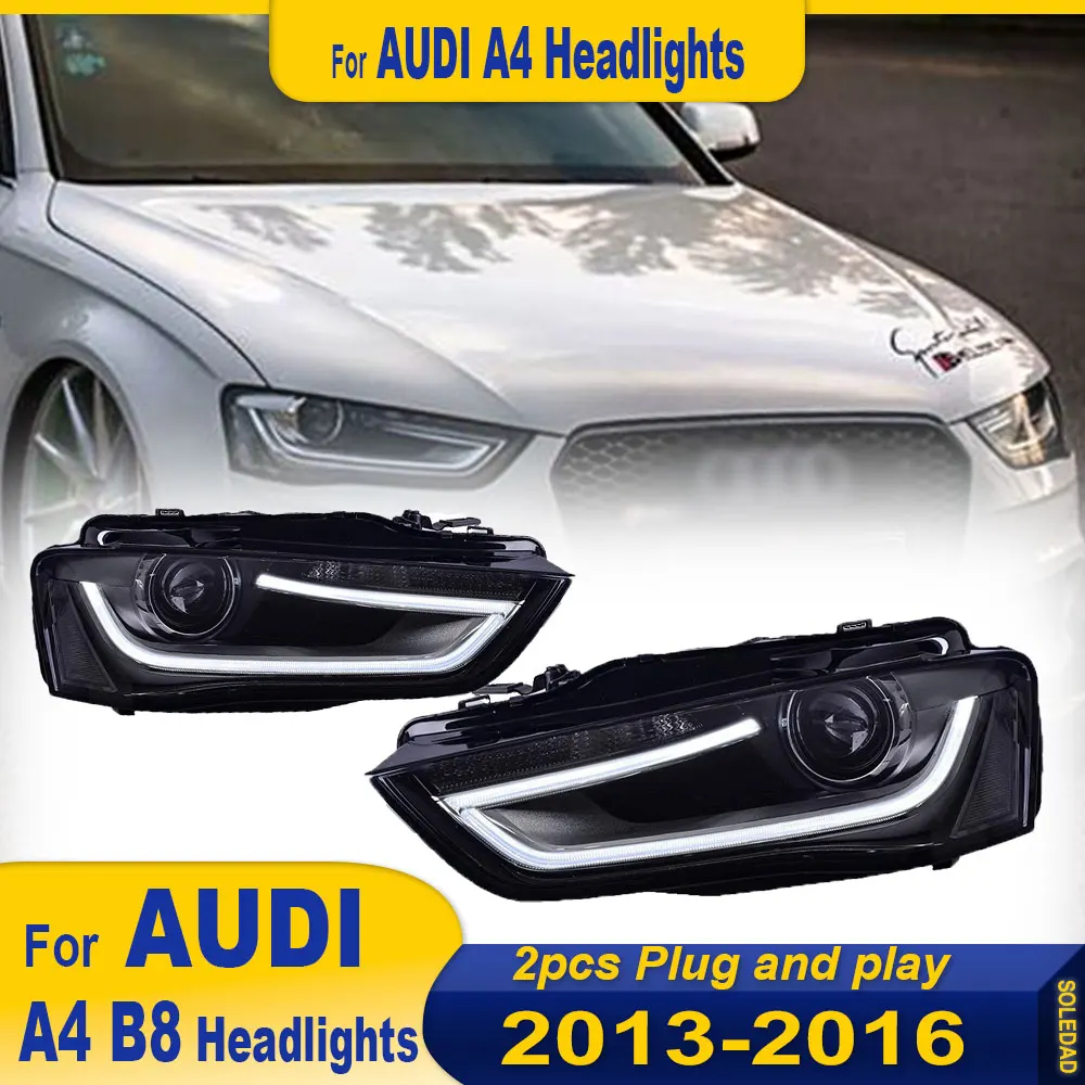 Car Headlights for Audi A4L 2013 2014 2015 2016 high style full LED DRL Dynamic Signal HeadLamp Bi Xenon Beam Headlamp Accembly