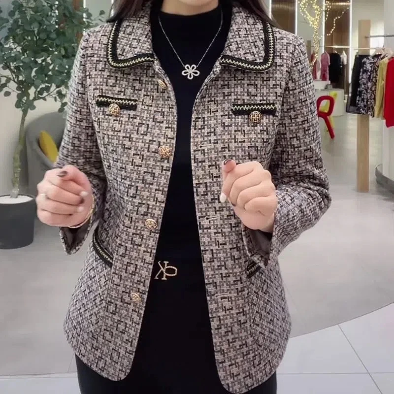 Autumn Small Fragrance Loose Coat Women New Foreign Style Age Reducing Belly Covering Coat Mother\'s Coat Female Woolen Jacket