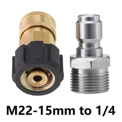 Pressure Washer Adapter Set M22 to 1/4'' inch Quick Connect Kit for Pressure Washer Hose M22 15mm to M22 Metric Fitting 5000 PSI