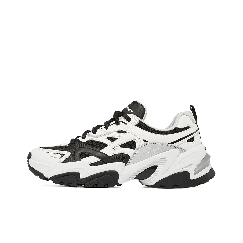 Skechers Stamina V2 Abrasion Resistant Height Increasing Low top Chunky Sneakers Women's Black White 149514-WBK