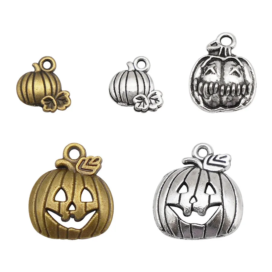 Julie Wang 25PCS Halloween Charms Vintage Pumpkin Mixed Antique Colors Necklace Pendant Jewelry Making Accessory