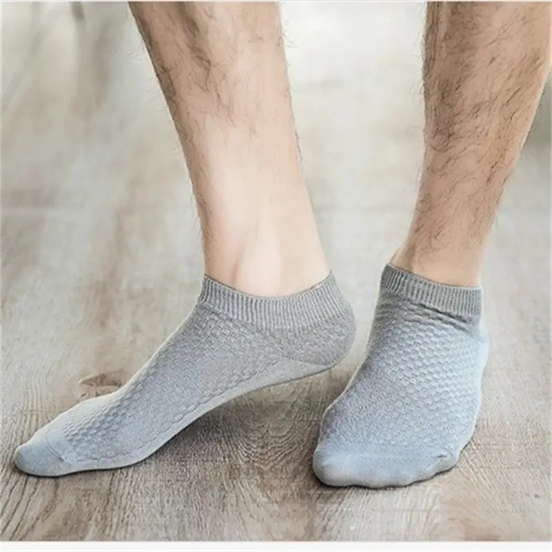 5 pares/meias masculinas de tecido de bambu de alta qualidade meias casuais de fibra de bambu respirável desodorante antibacteriano meias de tornozelo masculinas eu45