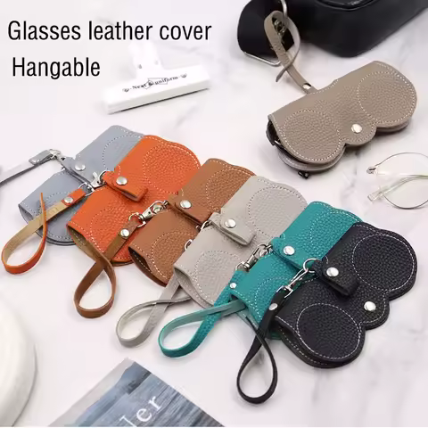 Soft Leather Sunglasses Bag Eyewear Case Container Storage Box Portable Hanging Glasses Bag Anti-Compression Sunglasses Case
