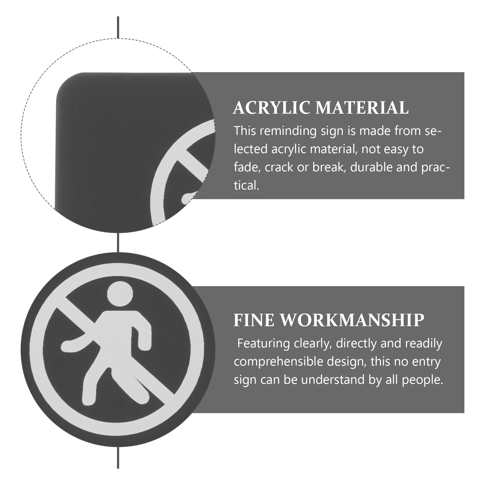 

Acrylic No Entry Sign Board Reminder for Indoor Outdoor Use Wall Door Room Office Hotel Restaurant Safety Traffic Directional