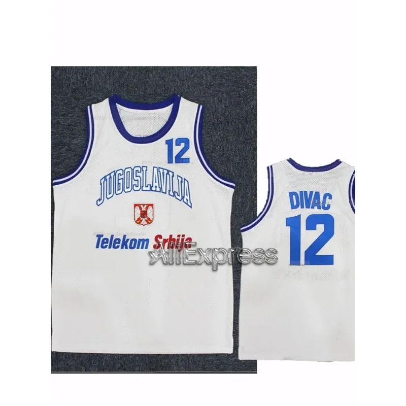 

Retro Basketball Jersey Vlade Divac # 12 Serbian Basketball Jersey Boys' Basketball Sports Suit Men's Basketball Jersey Vest