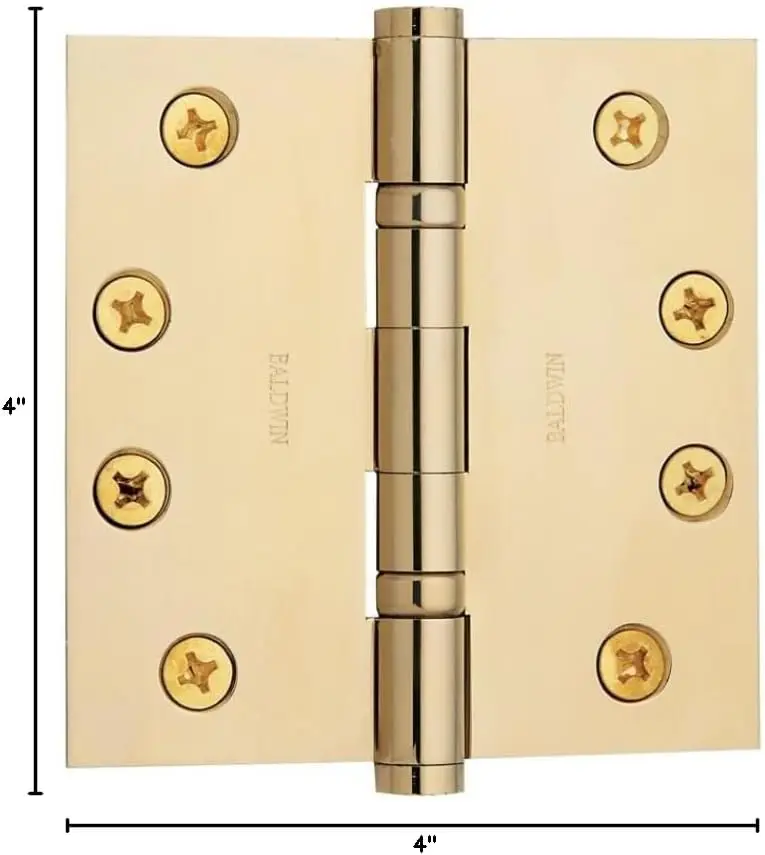 Baldwin 1041003I Square Ball Bearing Mortise Hinge, Lifetime Brass