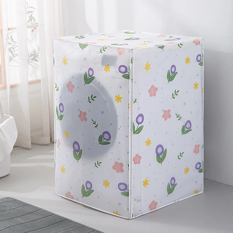 Drum Washing Machine Dust Cover Cute Cartoon Print Transparent Waterproof Covers Household Dust Cloth For Washing Machine New