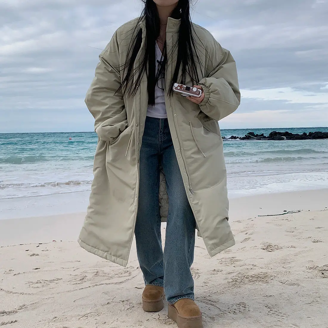 سترات نسائية معاطف طويلة سترات بياقة واقفة معطف برباط سميك دافئ Y2k ملابس الشارع الشهير ملابس خارجية للعمل للخريف والشتاء #4