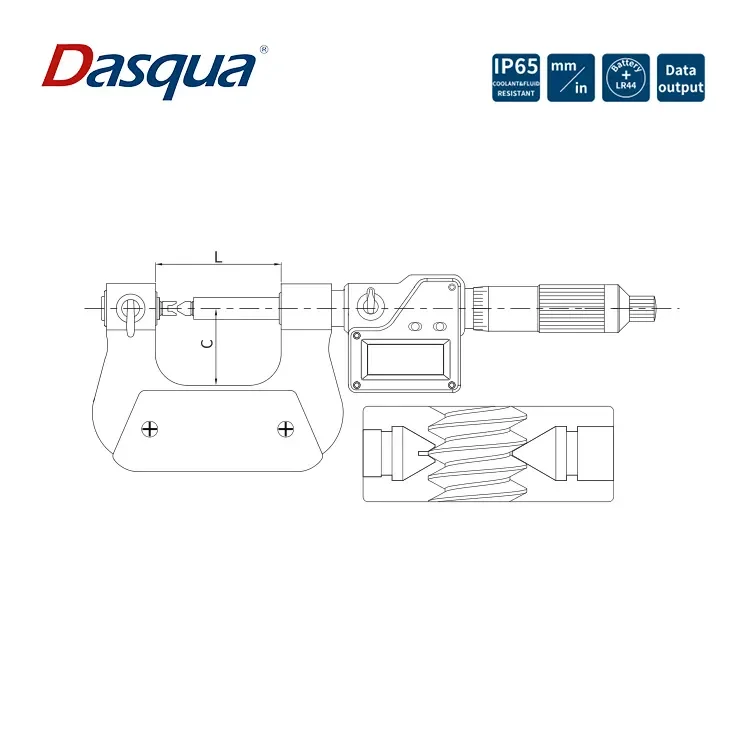 Dasqua 0.001 눈금 비회전 스핀들 타입 디지털 나사 나사 마이크로미터 측정 도구, 0-25mm, 25-50mm, 50-75mm, 75-100mm