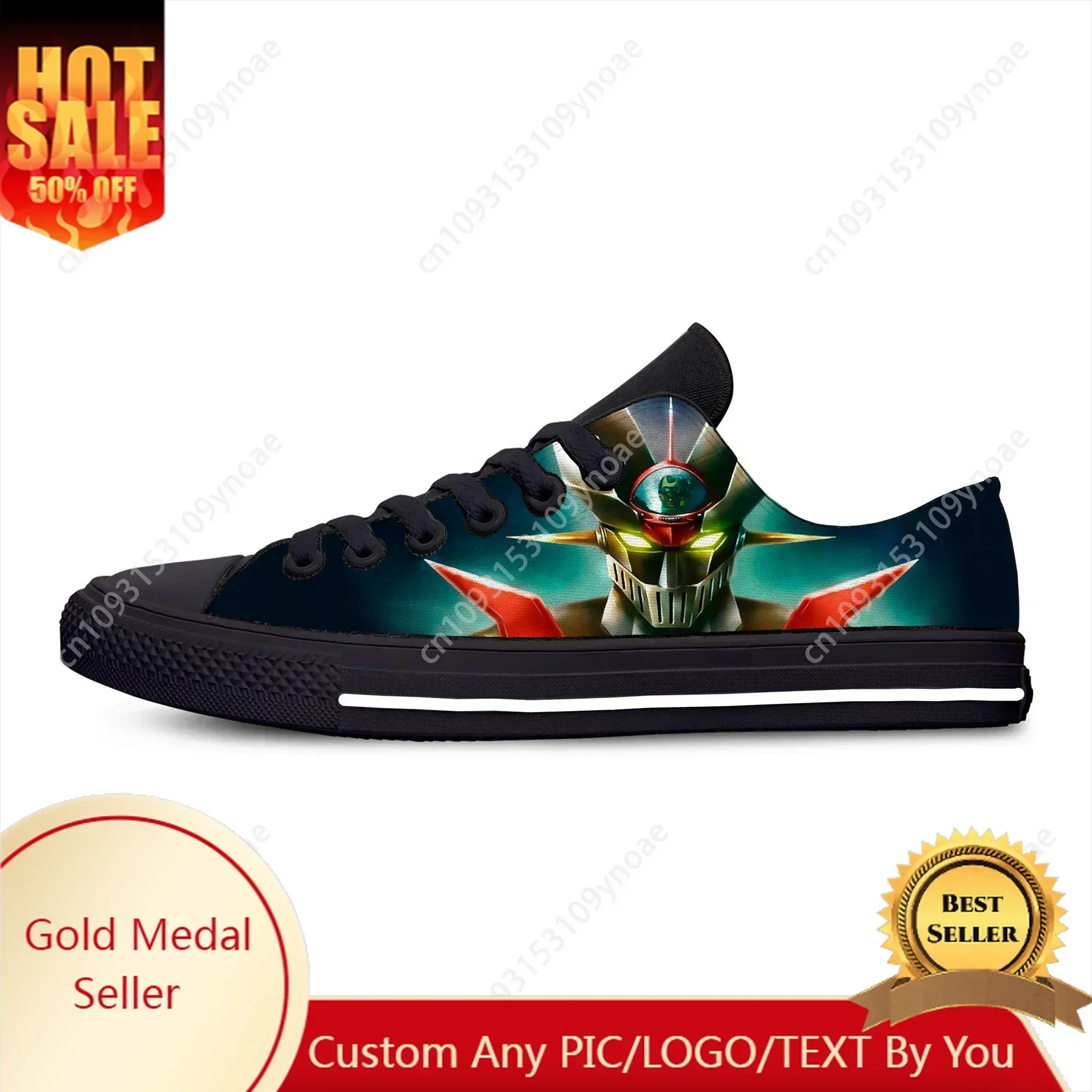 Z Japanese Anime Cartoon Manga Comic Mazinger Cool Casual Cloth Shoes Low Top Lightweight Breathable 3D Print Men Women Sneakers
