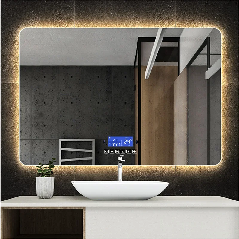 

70x90cm Rechteck Bluetooth Smart Badezimmer Make-up Spiegel mit LED-Licht menschlichen Körper Induktion Anti-Fog