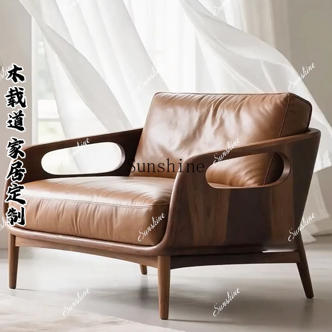

Small apartment solid wood sofa modern simple single chair FT
