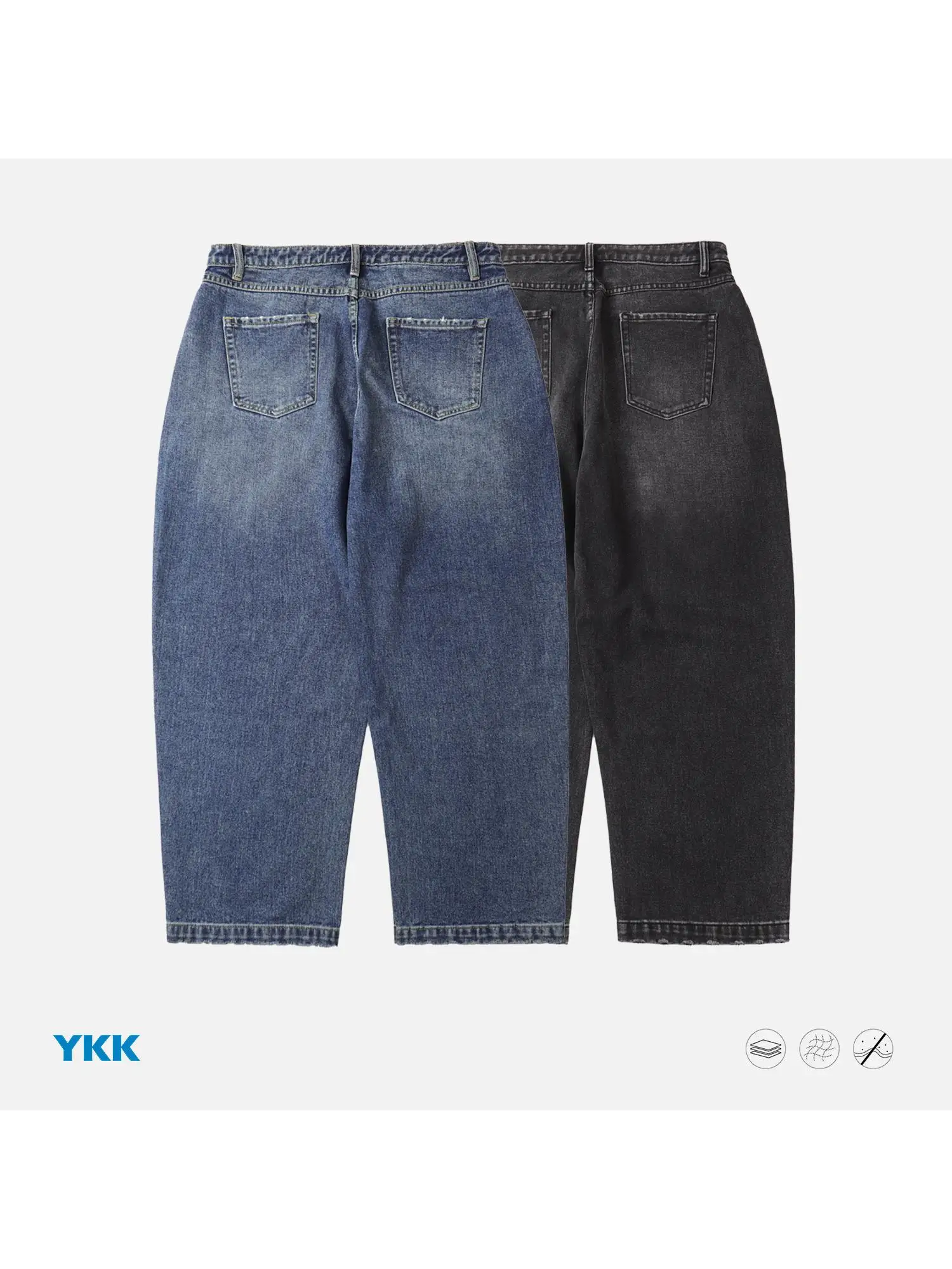 Retro Washed Japanese Style Loose Fit Cone Shaped Jeans Long Pants Men's Casual Cotton Straight Leg Jeans Autumn 2025