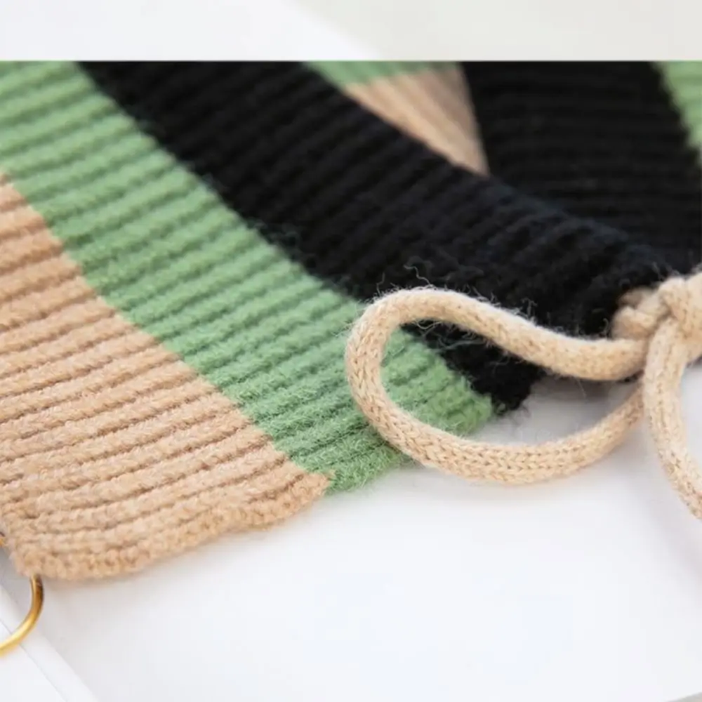Autumn Winter Knitted Shawl Wrap Fashion Striped Fake Collar Women Shoulder Warmer Soft Neck Scarf Elegant Decorative Cape
