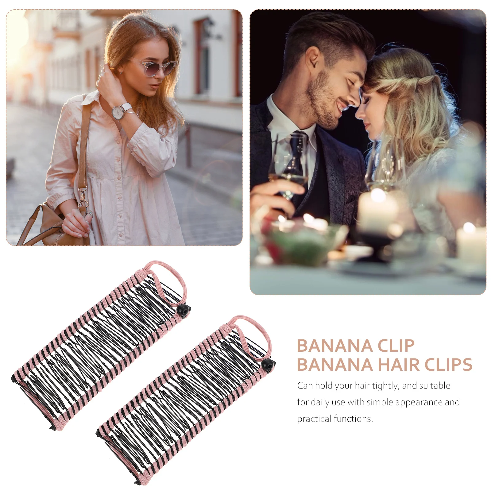 

2Pcs Banana Hair Clips Styling Tool for Thick Textured Hair Women Ponytail Holder Easy Hairstyle Design Banana Clip