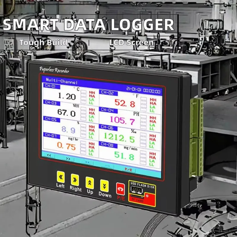 Paperless Recorder 8 Channel Input PT100 K J T Thermocouple 4-20mA Temperature Sensor, Transmitter CE OEM