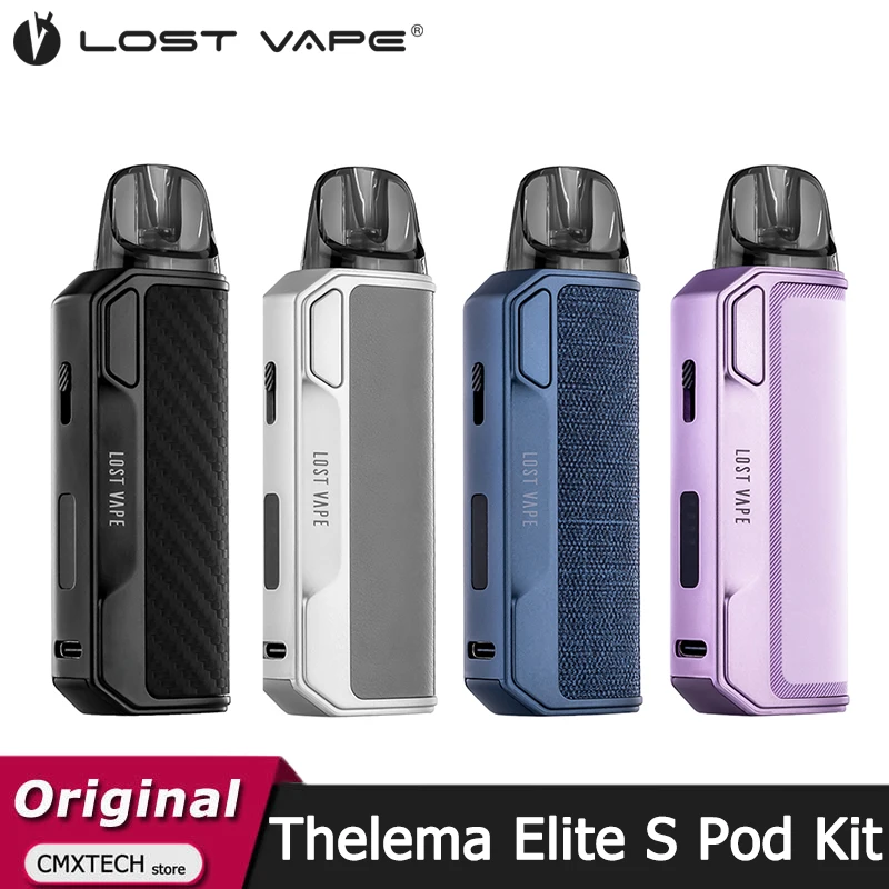الأصلي المفقود Vape Thelema Elite S Pod Kit 40W E السجائر مع بطارية 1400mah 3ML E Plus خرطوشة شبكية مزدوجة 0.6ohm MTL Vaper