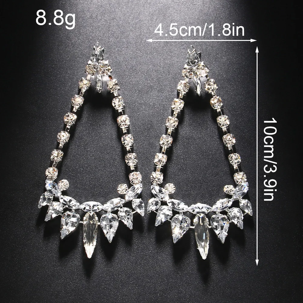 Stonefans Exaggerated Colorful Earrings Large Pendant Jewelry for Women Shiny Crystal Chandelier Earrings Bridal Wedding Gift