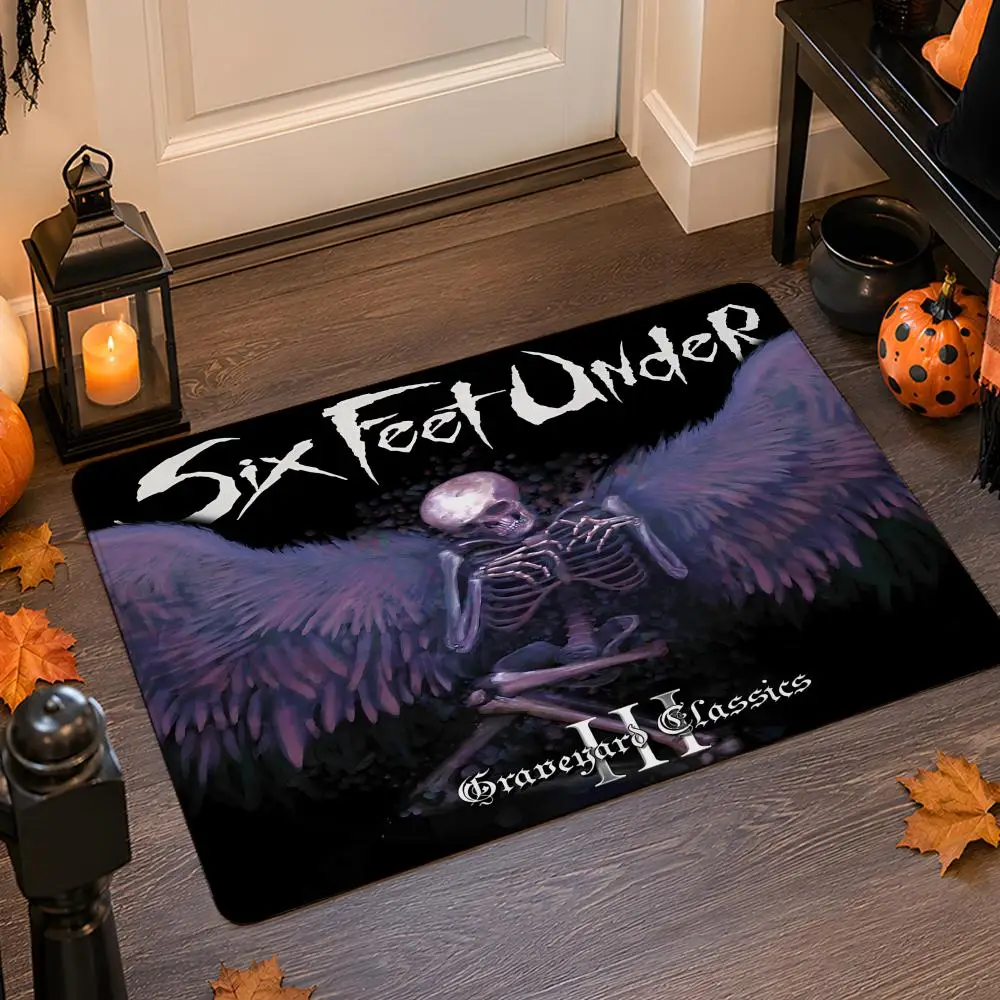 S-SIX F-FEET UNDERs Band Floor Mat Flannel Rug Non Slip Absorbent Soft Washable For Entryway Hallway Bathroom Kitchen Decor