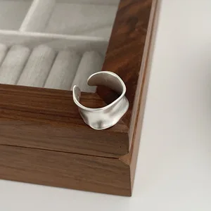 925 Anillo de plata esterlina para mujeres joyas de ancho simple abierta vintage anillo hecho a mano alergia para el cumpleaños de la fiesta 10 Mejores ventas Mujer de ring Pinky - №2