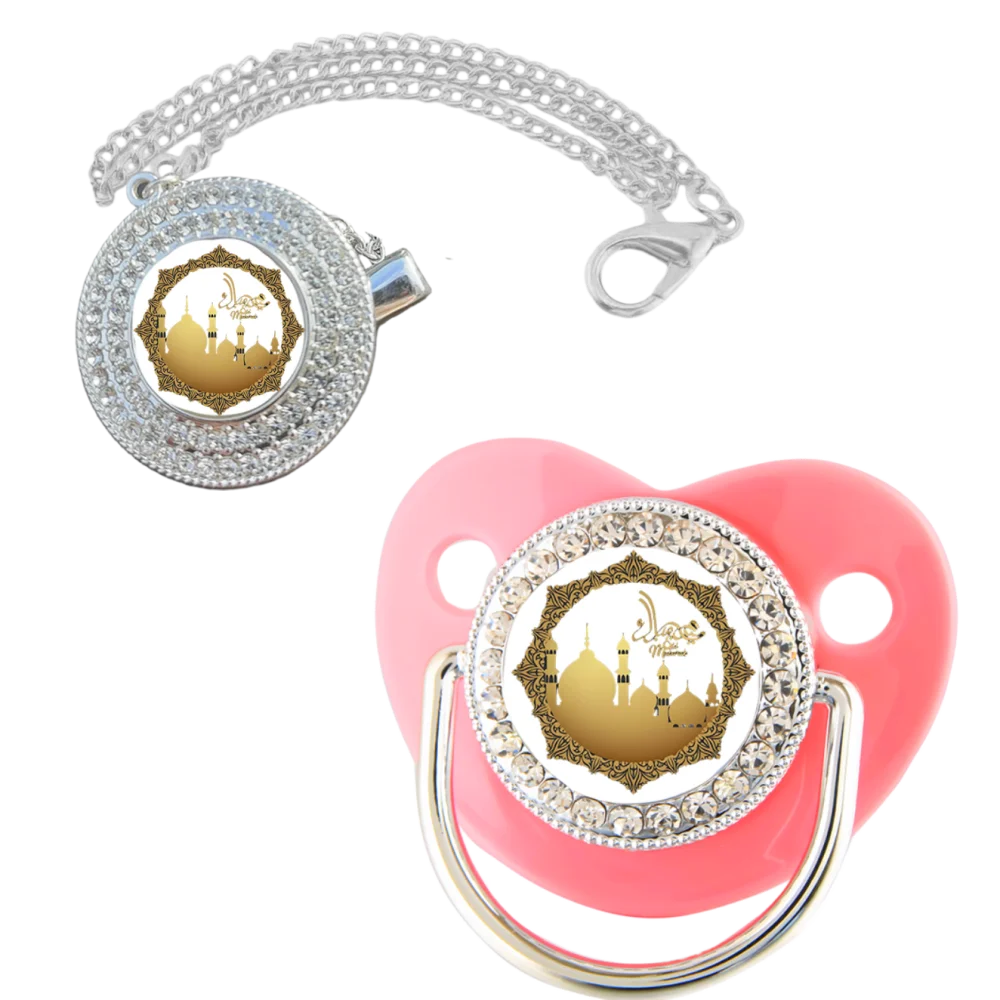 

[Pink baby Pacifier] Kawaii Pacifier clip Silicone baby pacifier to soothe baby teething toy chain clip Baby pacifier 0-8M