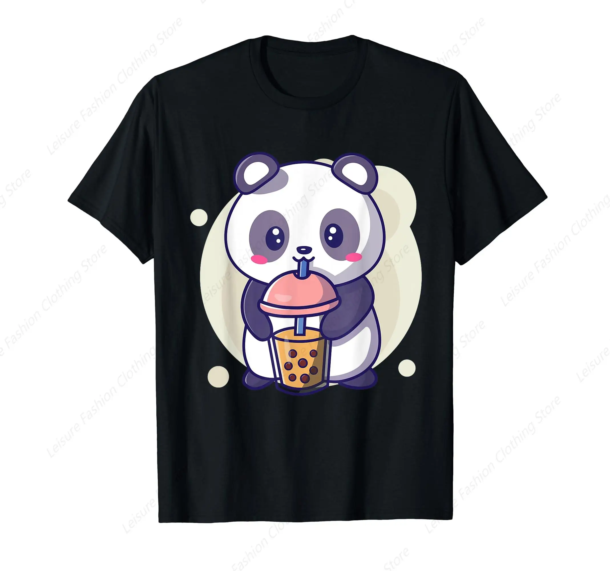 Cute Panda Drinks Bubble Milk Tea Aesthetic T-Shirt