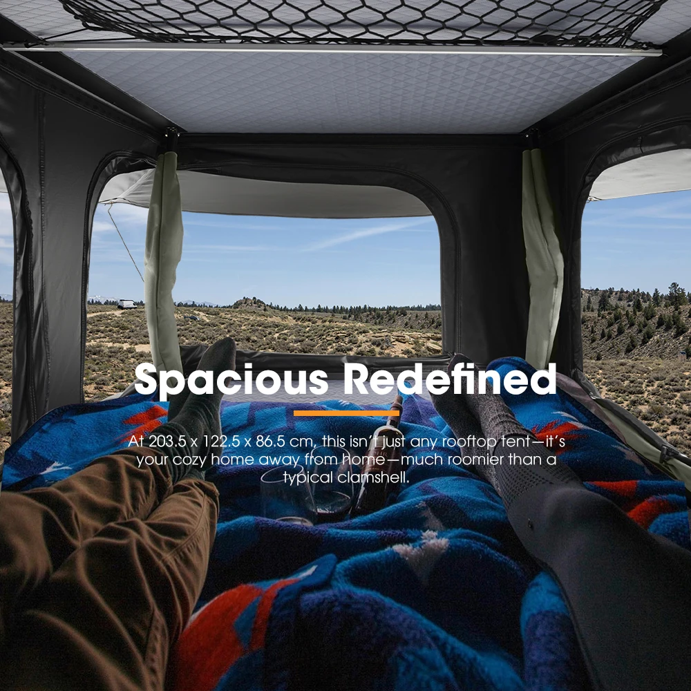 Tenda da tetto per auto con guscio rigido in ABS impermeabile premium - Configurazione rapida, design a guscio rigido per campeggio avventuroso