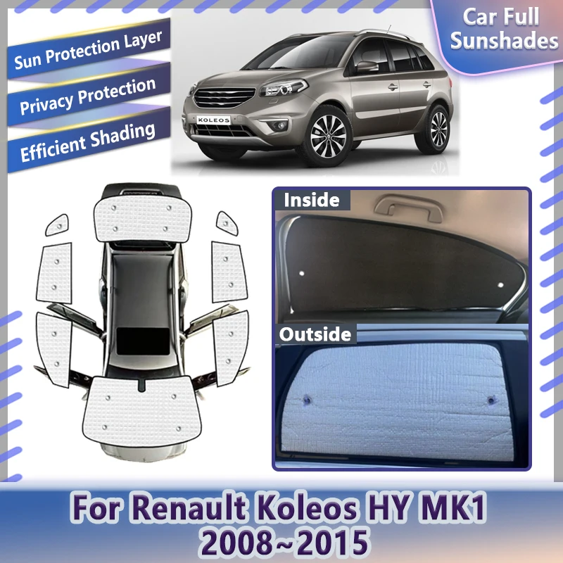 

Автомобильный полный солнцезащитный козырек для Renault Koleos HY MK1 Samsung QM5 2008 ~ 2015, боковые козырьки с защитой от УФ-лучей, солнцезащитные чехлы, аксессуары
