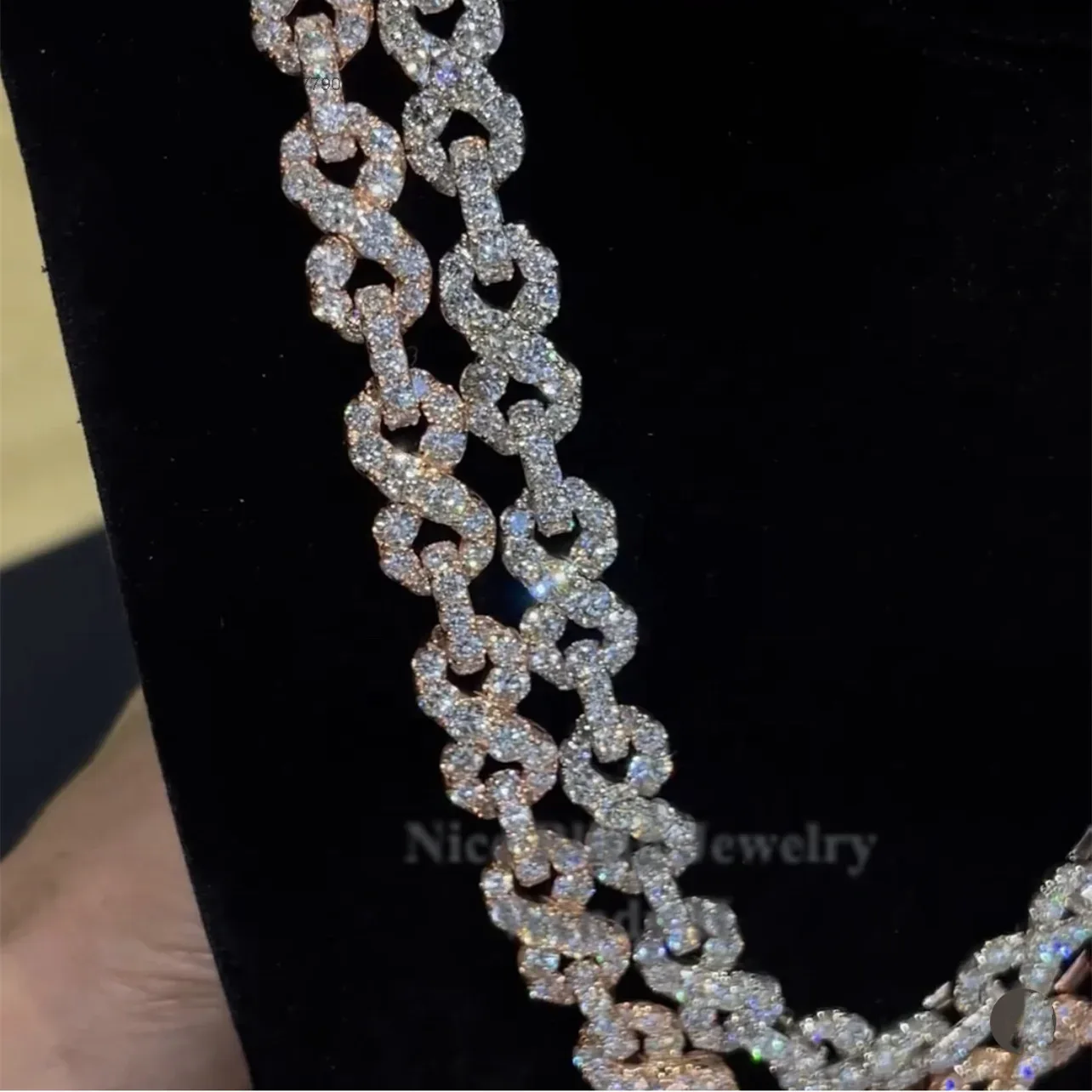 Hip Custom Hop Jewelry Necklace Iced Out Diamond S925 Silver Forever 8 Gold Moissanite Chain Design for Men..