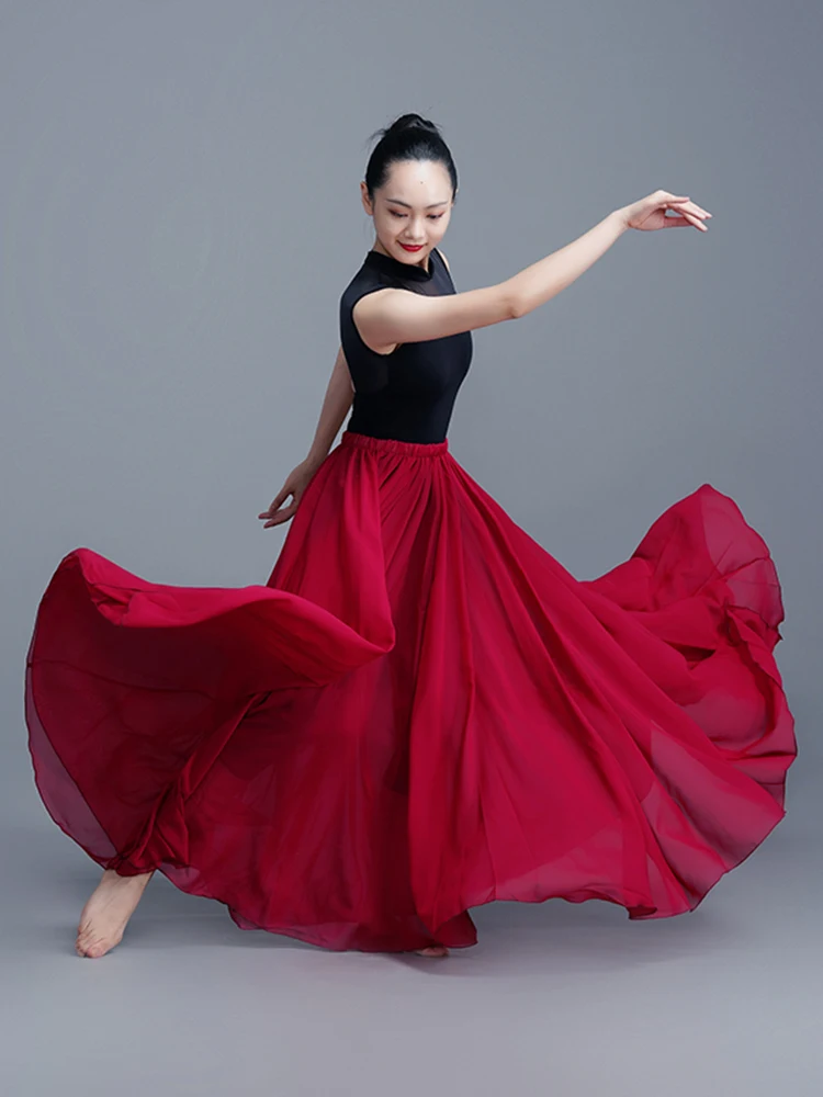 Ballet Belly Dance Women Dancing 360/540/720 Degree Chiffon Skirt Gypsy Long Skirts Dancer Practice Wear Assorted Dance Skirt