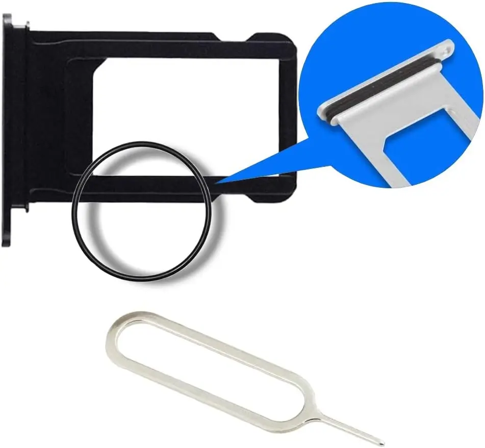 SIM Card Slot Tray Holder Replacement Compatible with iPhone 8 4.7 inch - Incl. Rubber Gasket and Sim Pin