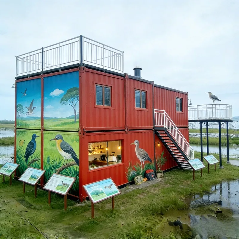 Hot Selling High End Double Wings Folding House 2 Bed Room 1 Bath Room 1 a Living Double Wing Folding Room