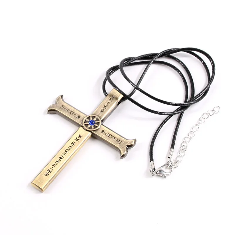 

Anime Cosplay Cross Necklace Zinc Alloy Cool Blade Shape Pendant for Costume and Collection