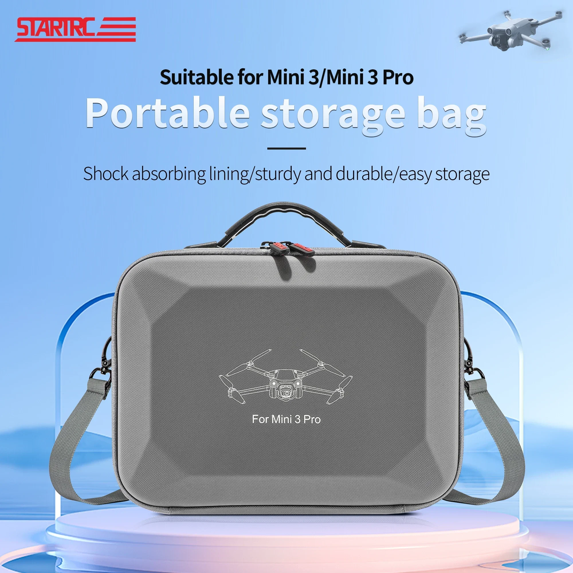 SZPowerwin Storage Bag For DJI Mini 3 Pro/Mini 3 Portable Carrying Case PU Shoulder Bag Drone Accessories Handbag DJI N1/ RC