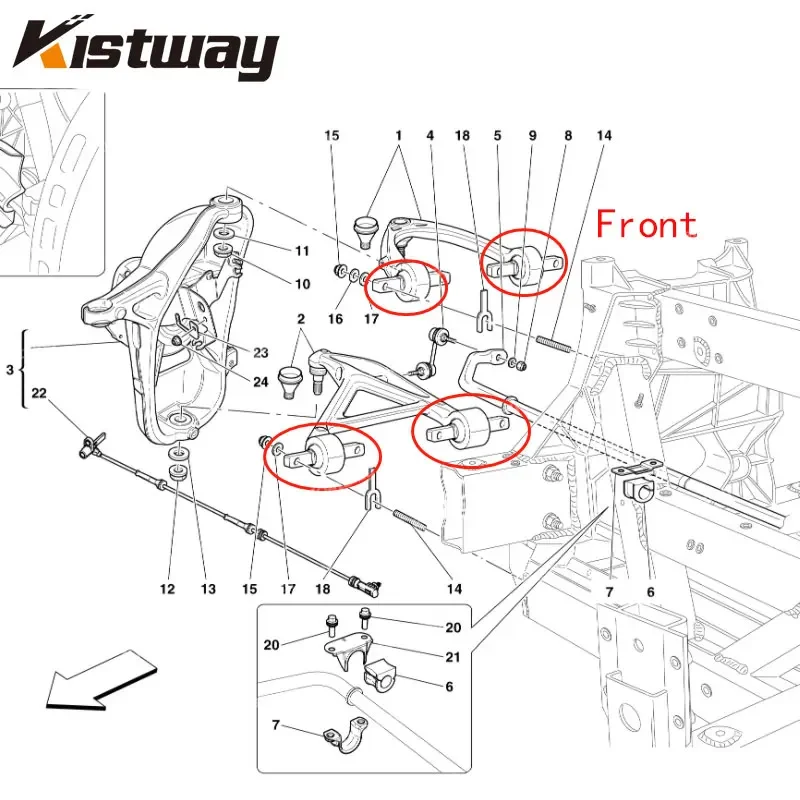 20PCS For Ferrari 458 488 FF F12 California Good Quality Front And Rear Upper Lower Control Arm Bushing Kit 248760 248758