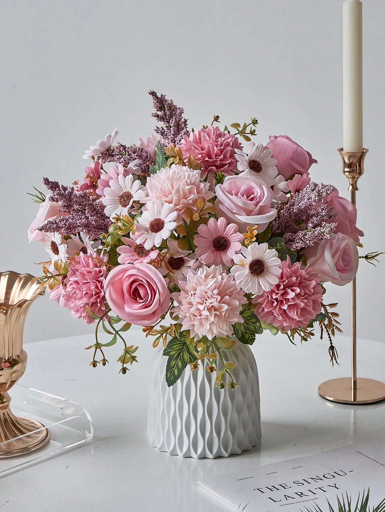 1/3pcs fiori artificiali Bouquet di Rose finte fiori di tarassaco margherita di seta per la decorazione della festa nuziale in casa ornamenti da