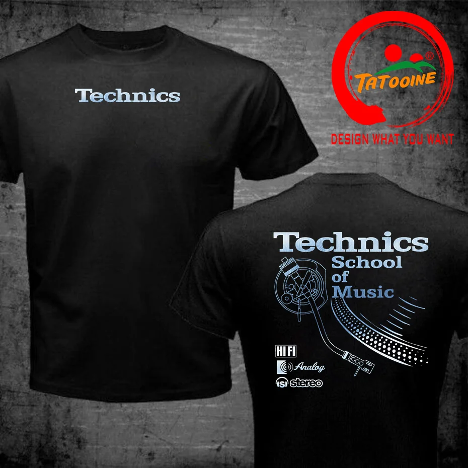 Vintage Deejay Shirt Long Play tshirt Technics School of Music T Shirt Men Retro DJ Music T-shirt Hot Sale Fashion Top Tee Shirt