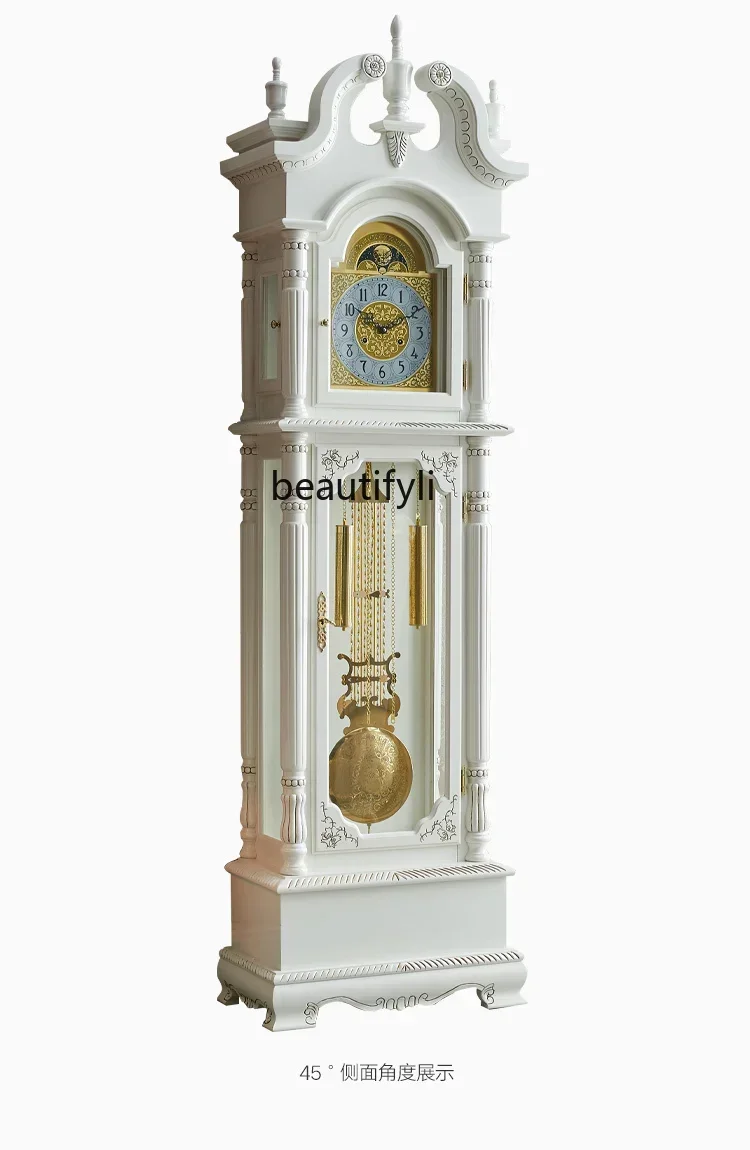 

European Style the Grandfather Clock Living Room Retro Vertical Bell North Star Mechanical Pendulum Clock Hermle White Clock