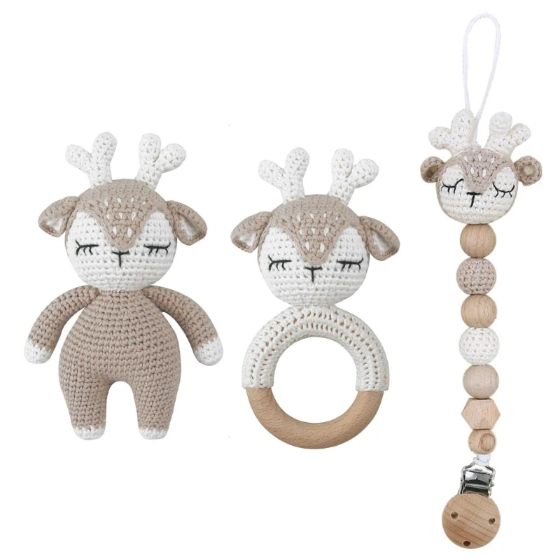 ปรับแต่งจุกนมหลอกสำหรับเด็กคลิป Teething สร้อยข้อมือถัก Elk Soother Chain Baby Rattle Teether ทารกแรกเกิด Dummy Clips