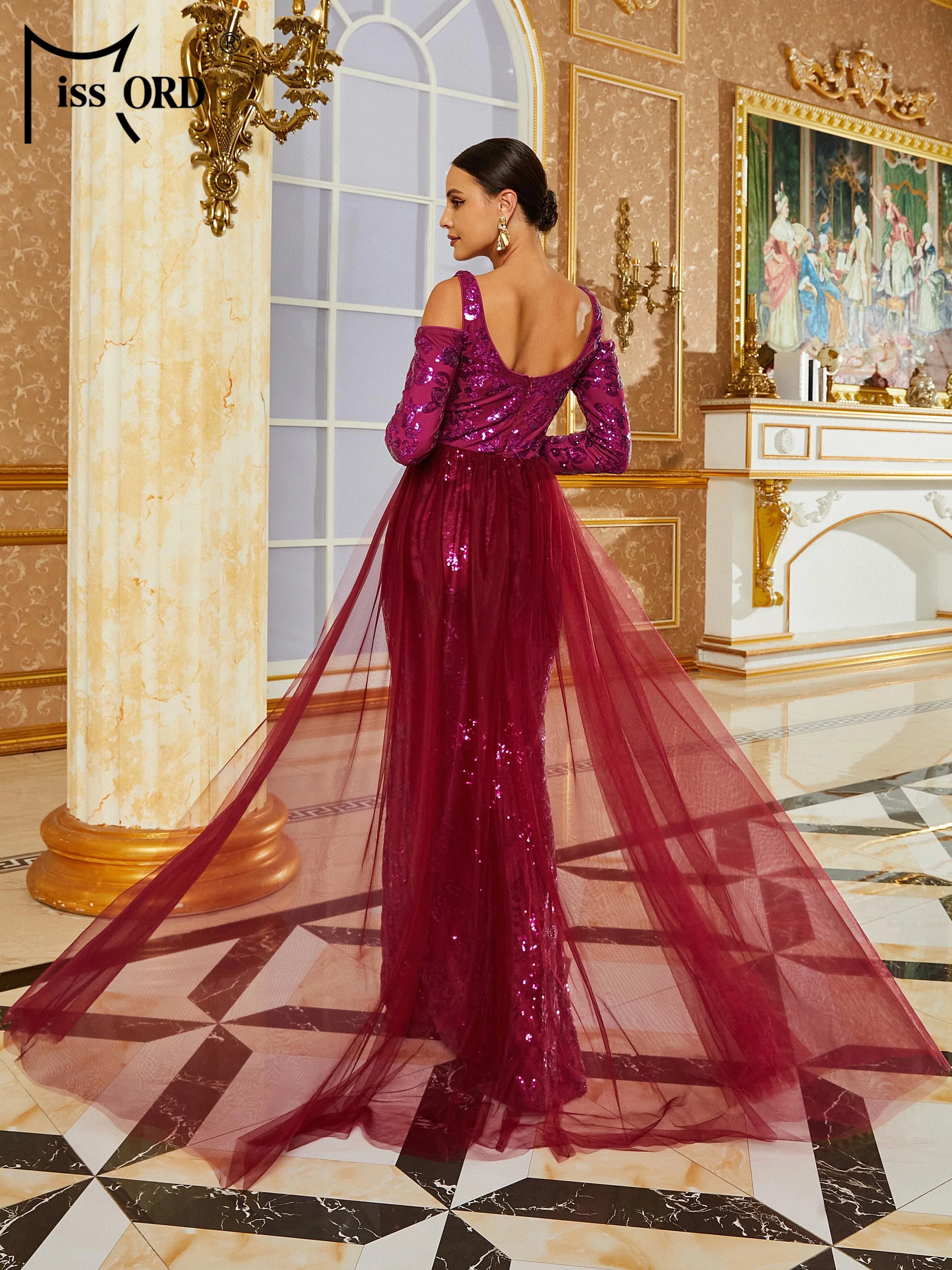 Missord-Robe sirène à sequins violets, maille, robe de Rh, robe de soirée, robe de mariage, robe de fête d'anniversaire, nouveau, 2024