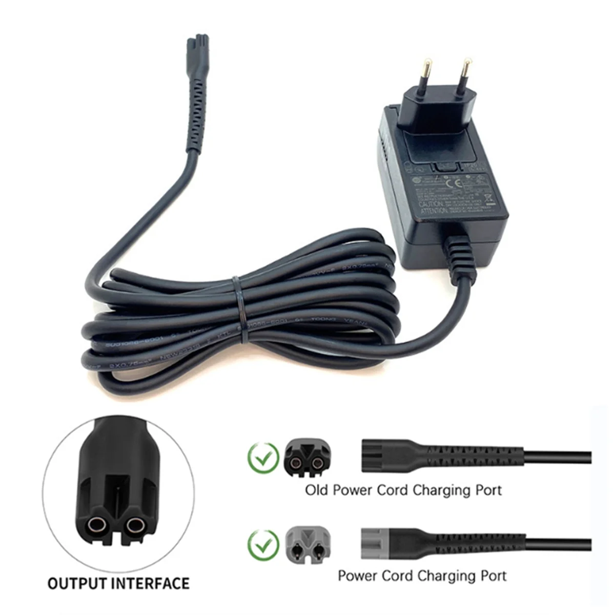 Abkb cortador de cabelo adaptador cabo alimentação para 8148 /8504 /8591 /8509 /2241 /2240 /8171 barbeador aparador carregador plugue da ue
