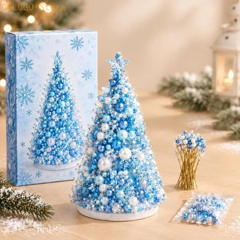 Beaded Christmas Tree Craft Set, 1 Project with Plastic Parts, Tapered Form, Fasteners, Top Star and Instructions, Ages 8 D0LD