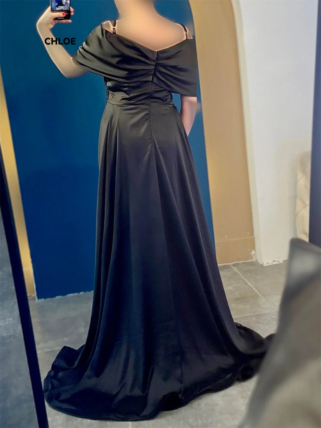 Line A Op maat gemaakte jurken voor speciale gelegenheden Off-shoulder Zeer luxe avondjurken Hoge kwaliteit Hoge kwaliteit Zwart