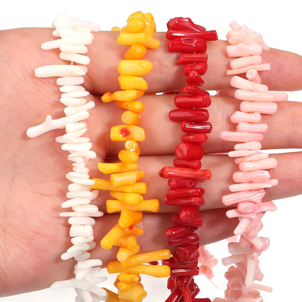 1 ستراند الحجر الطبيعي المرجان الخرز الملونة غير النظامية شكل المرجان الخرز فضفاض خرزة مباعدة DIY بها بنفسك صنع المجوهرات قلادة سوار