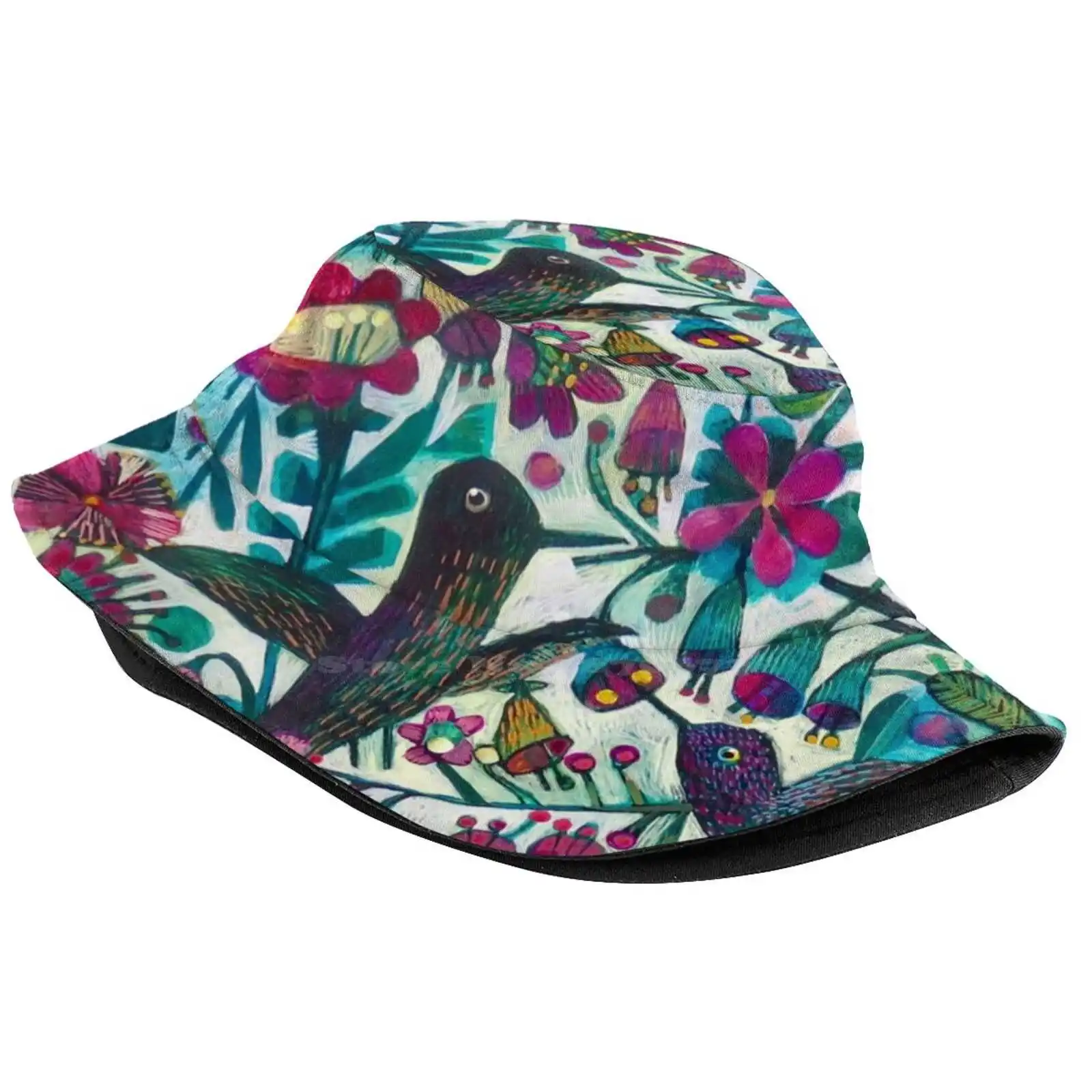 Hummingbirds Sun Cap Fisherman Hat Bucket Hats Este Macleod Birds Colours Garden Flowers Florals Color